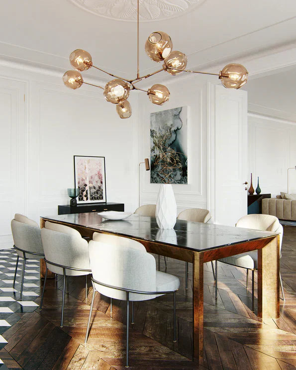 Modern Sputnik Smoky Gray/Amber Glass Branch Chandelier for Kitchen Island/Dining Room - Richardrider