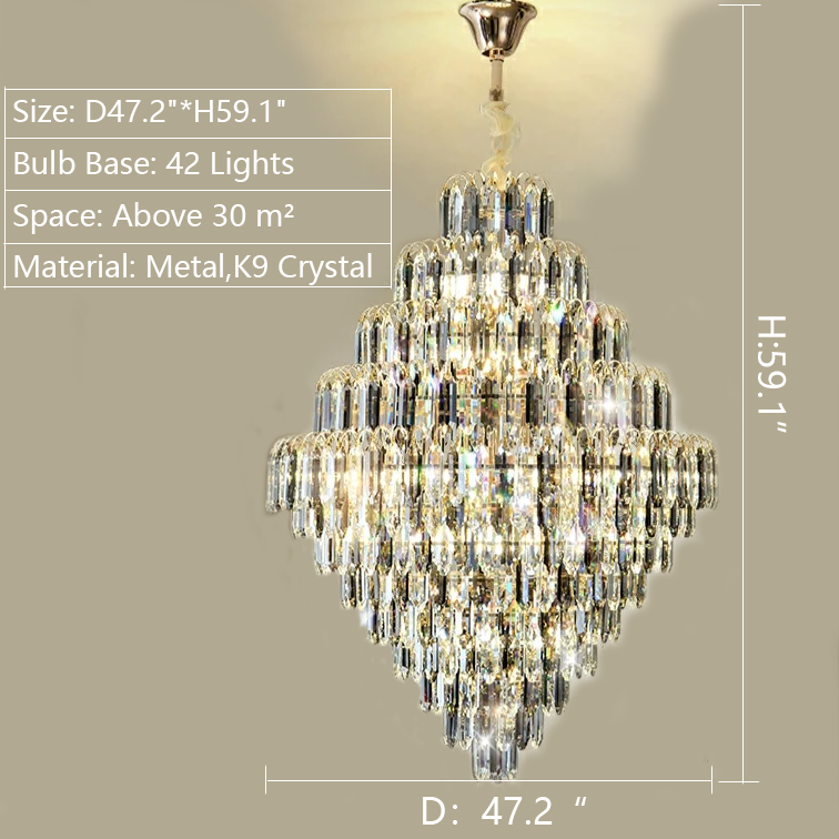 Extra Large Foyer Decorative Crystal Lighting Fixture Living Room Crystal Chandelier For Entryway Staircase - Richardrider