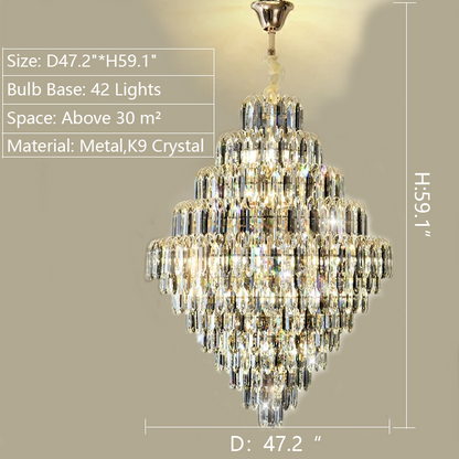 Extra Large Foyer Decorative Crystal Lighting Fixture Living Room Crystal Chandelier For Entryway Staircase - Richardrider
