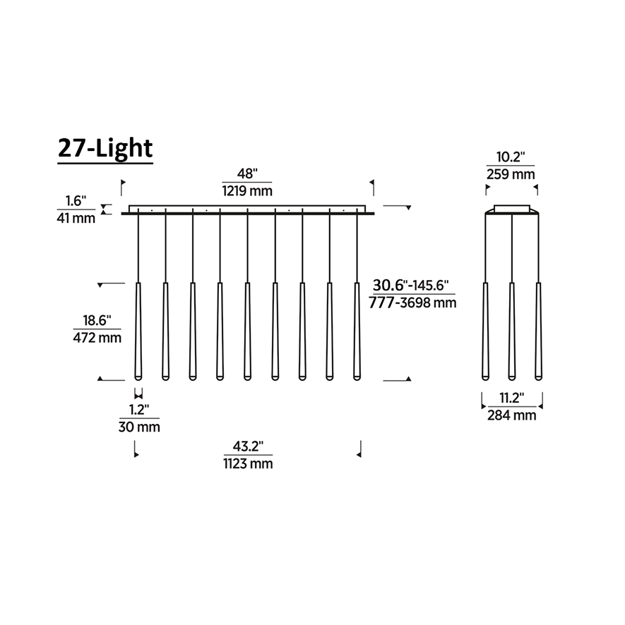 Pyramid Linear Chandelier 48" 27-Light - Richardrider
