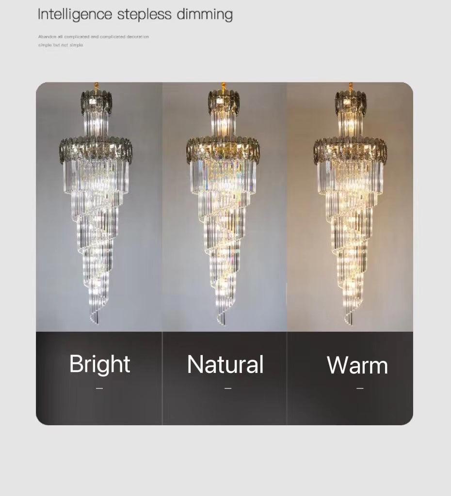 Luxury Extra Large Foyer Spiral Staircase Chandelier Long Crystal Ceiling Light Fixture For Living Room Hall Entrance - Richardrider