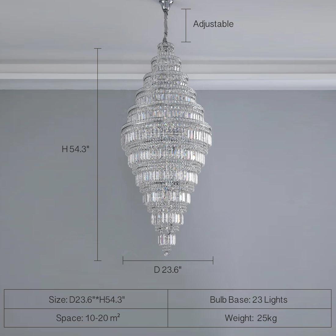 Chrome Extra Large Crystal Chandelier for Foyer Staircase Living Room Entrance Ceiling Light Fixture In Silver - Richardrider