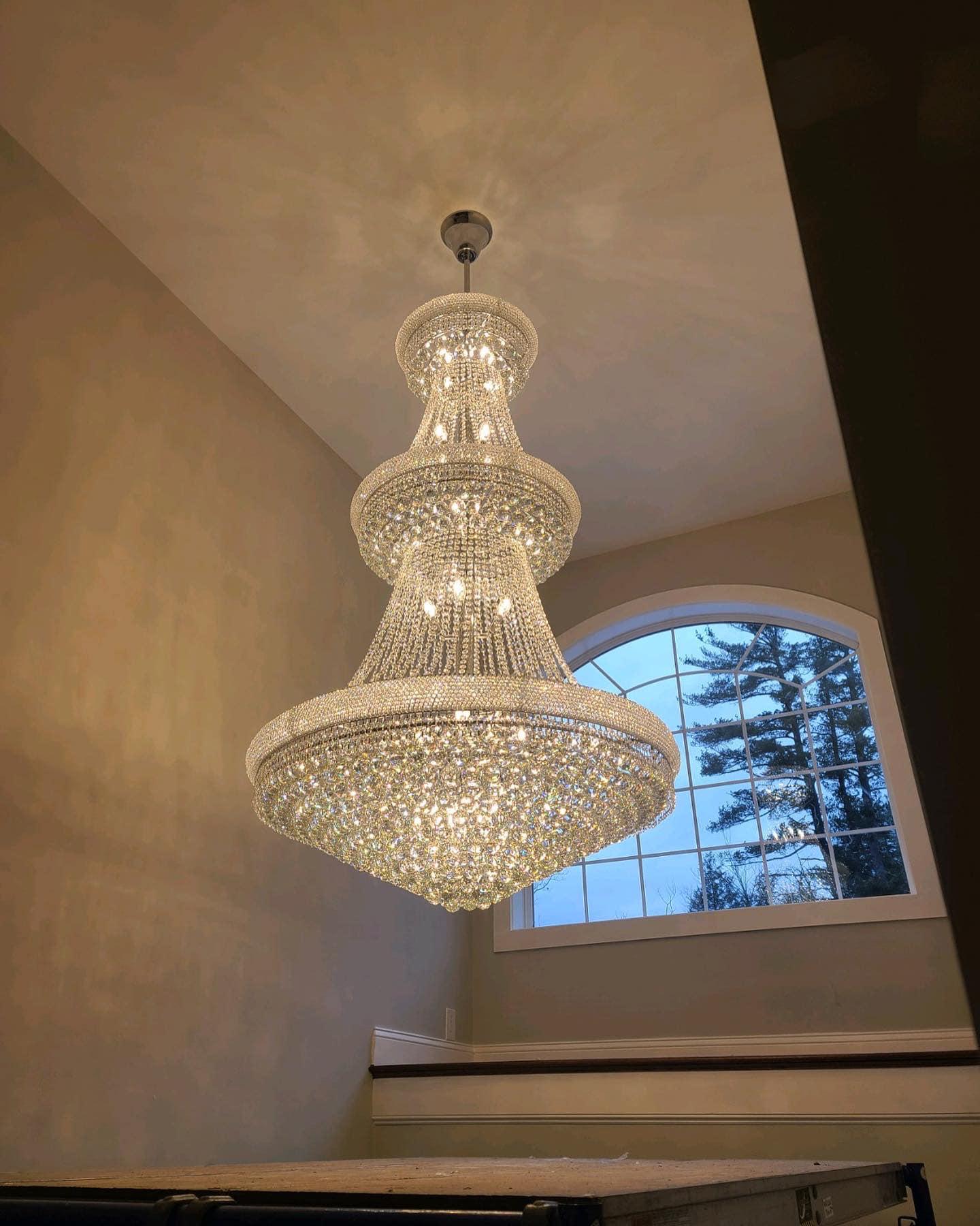 Luxury French Empire Chandelier for Villa Hall Ceiling Three-layers Crystal Light for Hotel Lobby - Richardrider