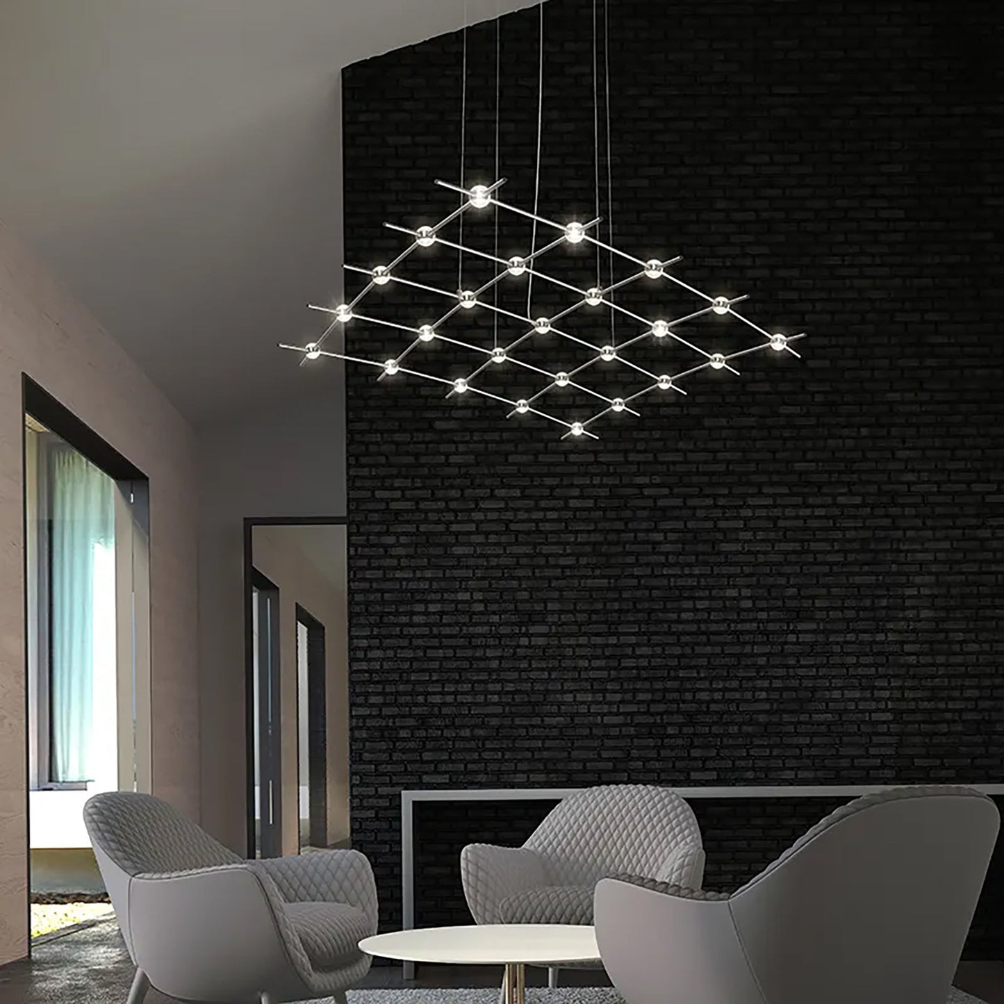 Verelune Aquarius Medius Pendant Light Metal & Acrylic 121.75"W x 50.5"D