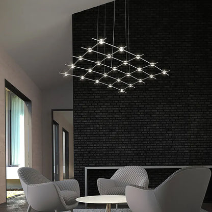 Verelune Aquarius Medius Pendant Light Metal & Acrylic 121.75"W x 50.5"D