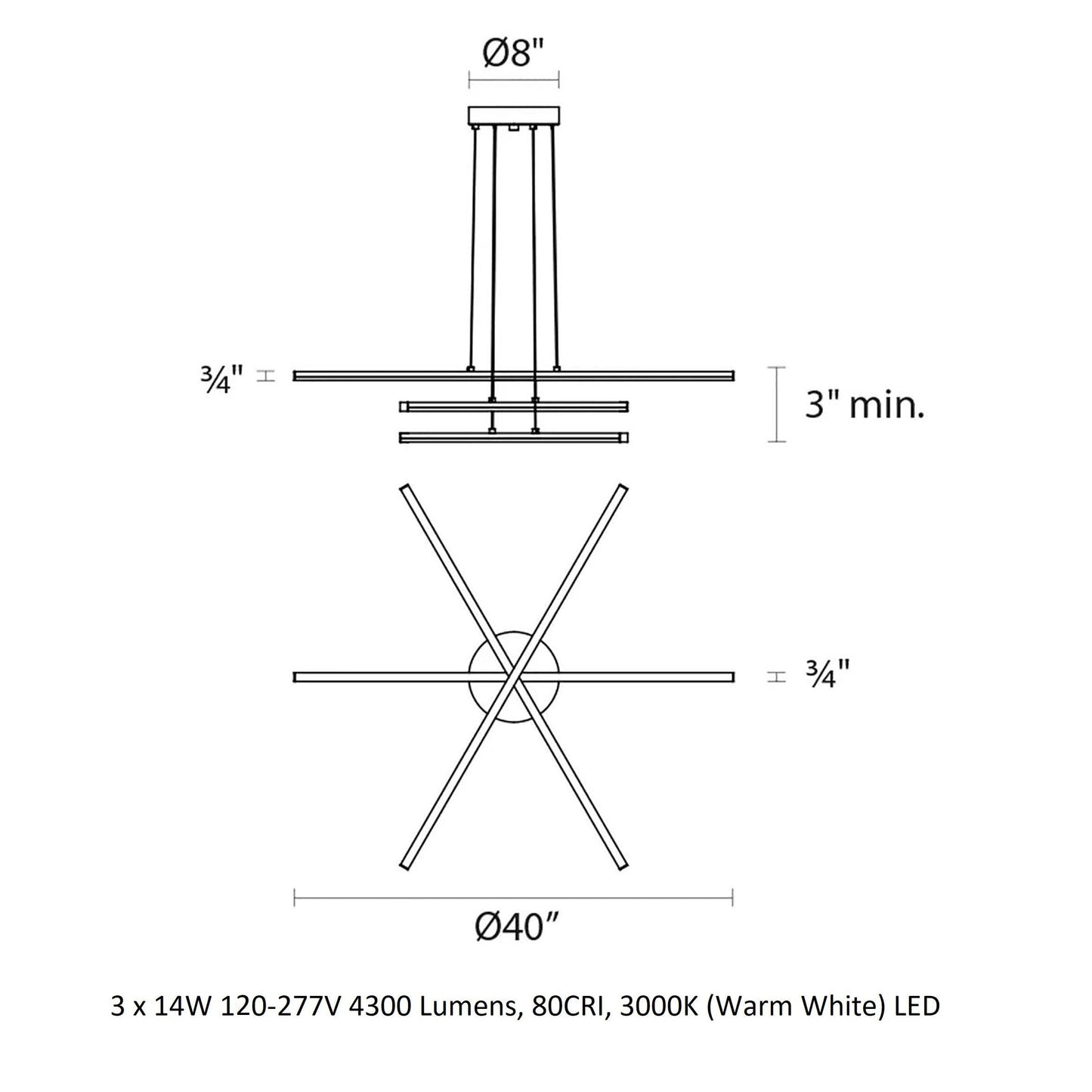 Helaster Chandelier Metal & Optical Acrylic 40"D