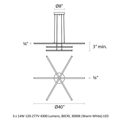 Helaster Chandelier Metal & Optical Acrylic 40"D