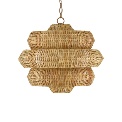 Kaieimond Chandelier Wrought Iron & Rattan 22.5"D
