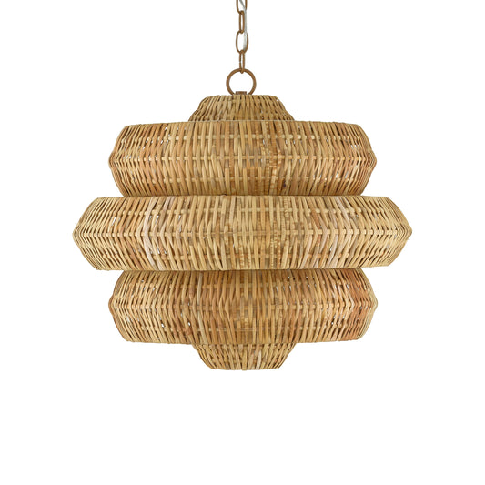 Kaieimond Chandelier Wrought Iron & Rattan 22.5"D