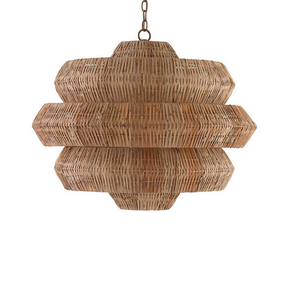 Kaieimond Chandelier Wrought Iron & Rattan 22.5"D