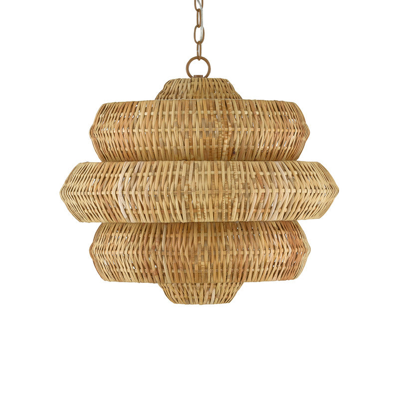 Kaieimond Chandelier Wrought Iron & Rattan 22.5"D