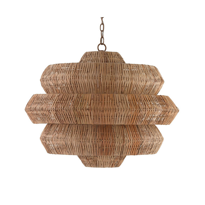 Kaieimond Chandelier Wrought Iron & Rattan 22.5"D