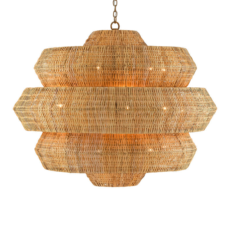Kaieimond Chandelier Wrought Iron & Rattan 22.5"D
