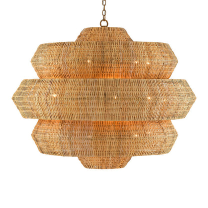 Kaieimond Chandelier Wrought Iron & Rattan 22.5"D