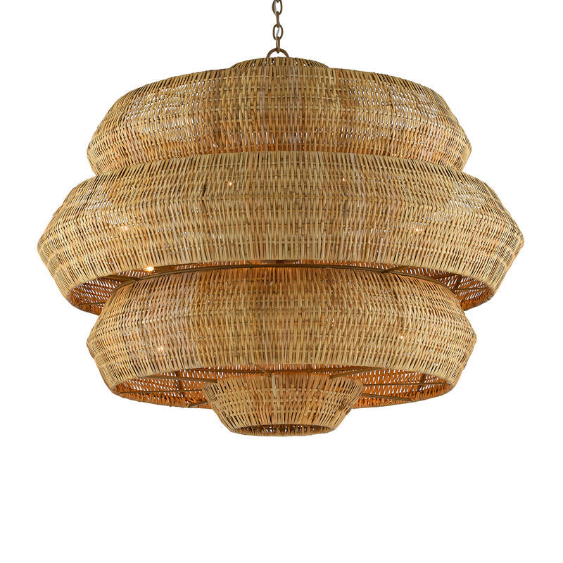 Kaieimond Chandelier Wrought Iron & Rattan 22.5"D