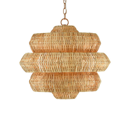 Kaieimond Chandelier Wrought Iron & Rattan 22.5"D