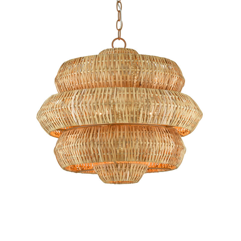 Kaieimond Chandelier Wrought Iron & Rattan 22.5"D