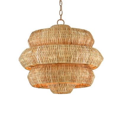 Kaieimond Chandelier Wrought Iron & Rattan 22.5"D