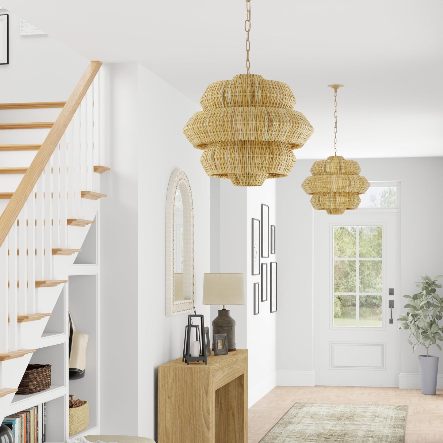 Kaieimond Chandelier Wrought Iron & Rattan 22.5"D