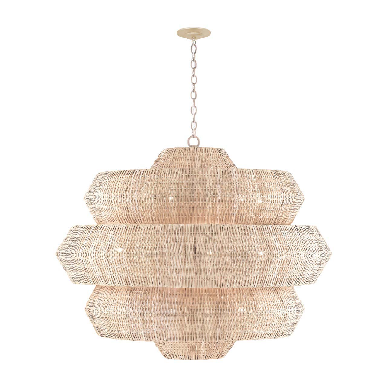 Kaieimond Chandelier Wrought Iron & Rattan 22.5"D