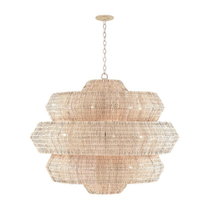 Kaieimond Chandelier Wrought Iron & Rattan 22.5"D