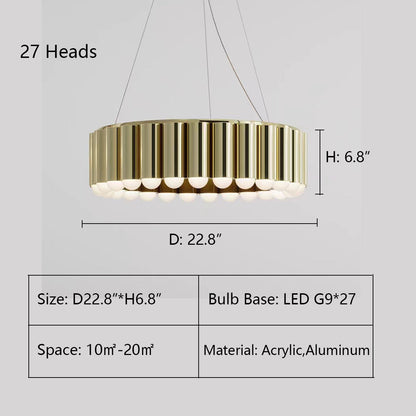 Designer Model Oversized Multi-head Round Chandelier for Living/Dining Room/Bedroom