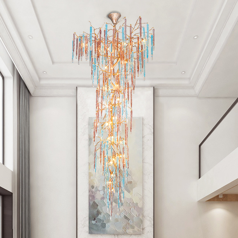 Dora Raindrop Colorful Crystal Staircase Chandelier - Richardrider