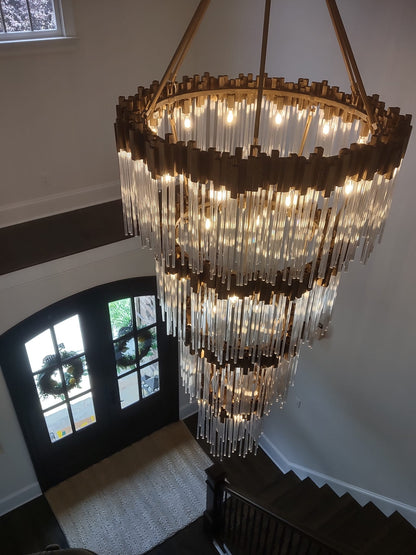 Large Elegant Multi-layers Glam Glass Chandelier for High-ceiling Staircase/Entryway/Living/meeting Room - Richardrider