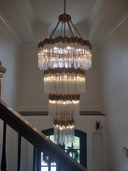 Large Elegant Multi-layers Glam Glass Chandelier for High-ceiling Staircase/Entryway/Living/meeting Room - Richardrider