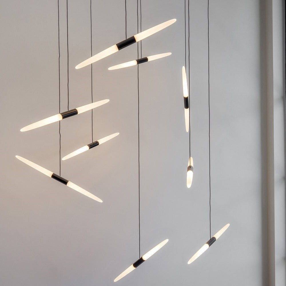 Modern Floating Acrylic Stick Chandelier for High-ceiling