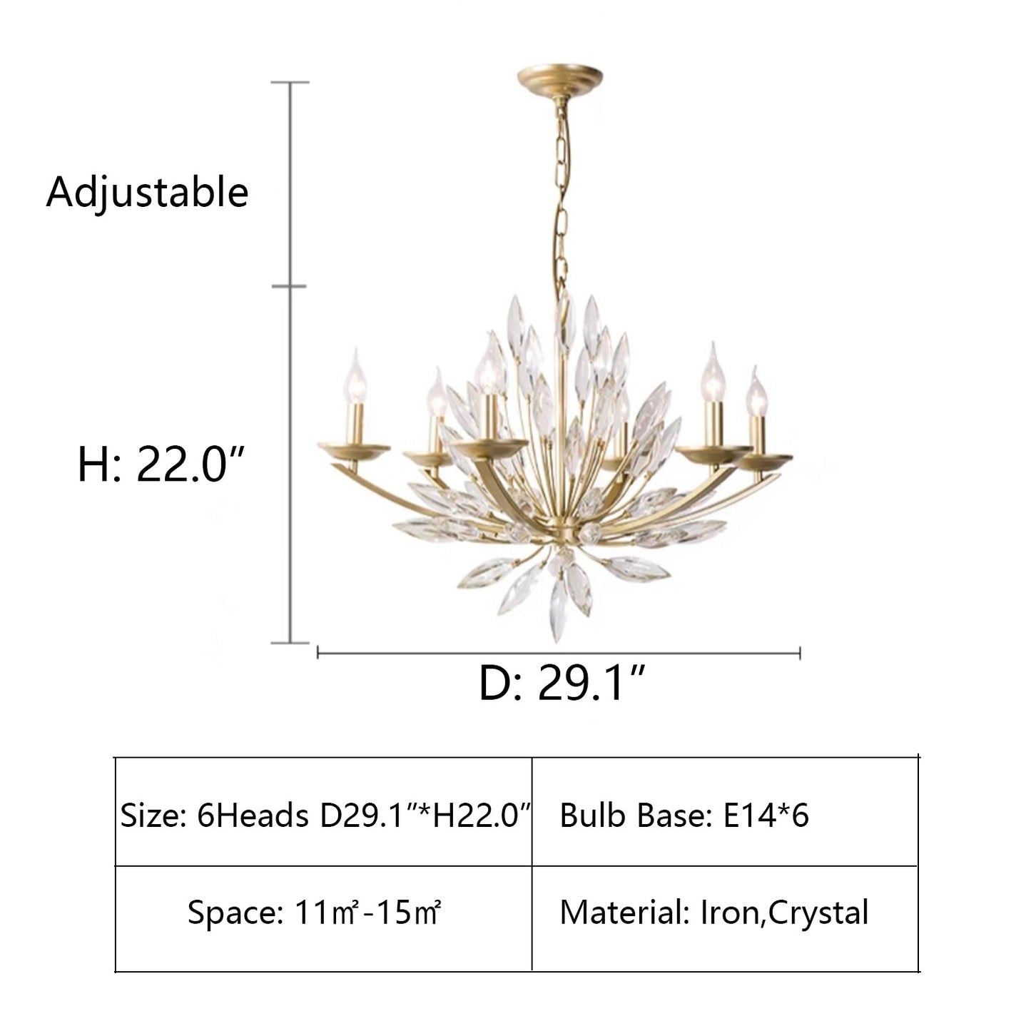 New Romantic Art Lily-Shaped Crystal Chandelier for Living Room/Dining Room