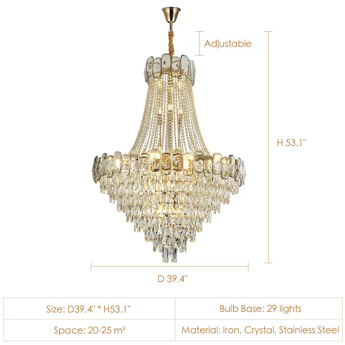 Foyer Staircase Chandelier Luxury K9 Crystal Ceiling Light For Living Room / Hallway - Richardrider