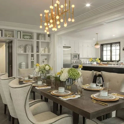 Post Modern Bamboo Style Linear Chandelier For Living Room God Iron Design Dining Table Ceiling Light