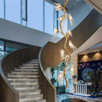 Lucky Bird Glass Tree Branch Chandelier For Staircase - Richardrider