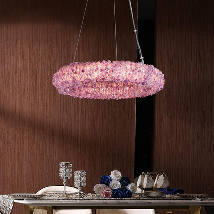 Derek Modern Pink Crystal Cluster Round Chandelier - Richardrider