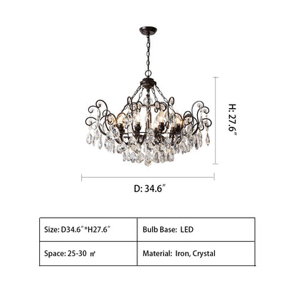 European Retro Light Luxury Crystal Pendant Electronic Candle Chandelier for Living Room / Dining Room / Bedroom