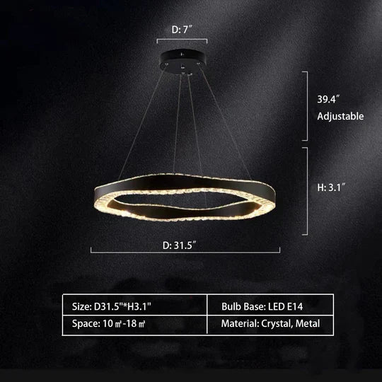 Modern Minimalist Art Wave Crystal Chandelier Suit in Black Finish for Living Room & Dining Room