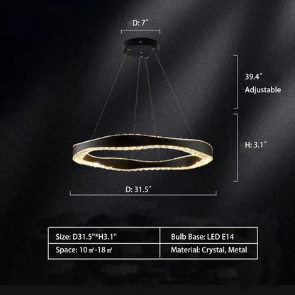 Modern Minimalist Art Wave Crystal Chandelier Suit in Black Finish for Living Room & Dining Room