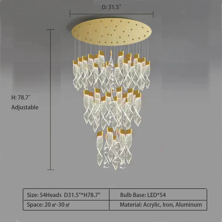 Extra Large Acrylic Spiral DNA Chandelier for High-ceiling Room