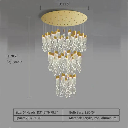 Extra Large Acrylic Spiral DNA Chandelier for High-ceiling Room