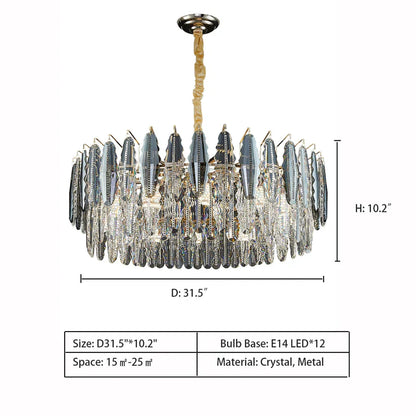 Modern Minimalist Art Designer Light Luxury Round Crystal Chandelier for Dining/ Living Room