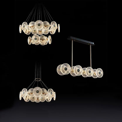 Modern Light Luxury Creative Round Acrylic Pendant Chandelier for Living/Dining Room/Bedroom