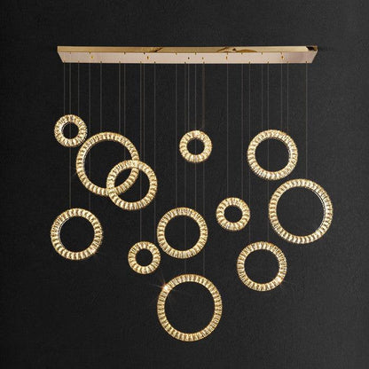 Modern Multi Gold Donuts Shape Crystal Chandelier Ring Round Light Fixture for Foyer Staircase/ Living Room/ Bar/ Hotel Lobby/ Entryway/ LOFT - Richardrider