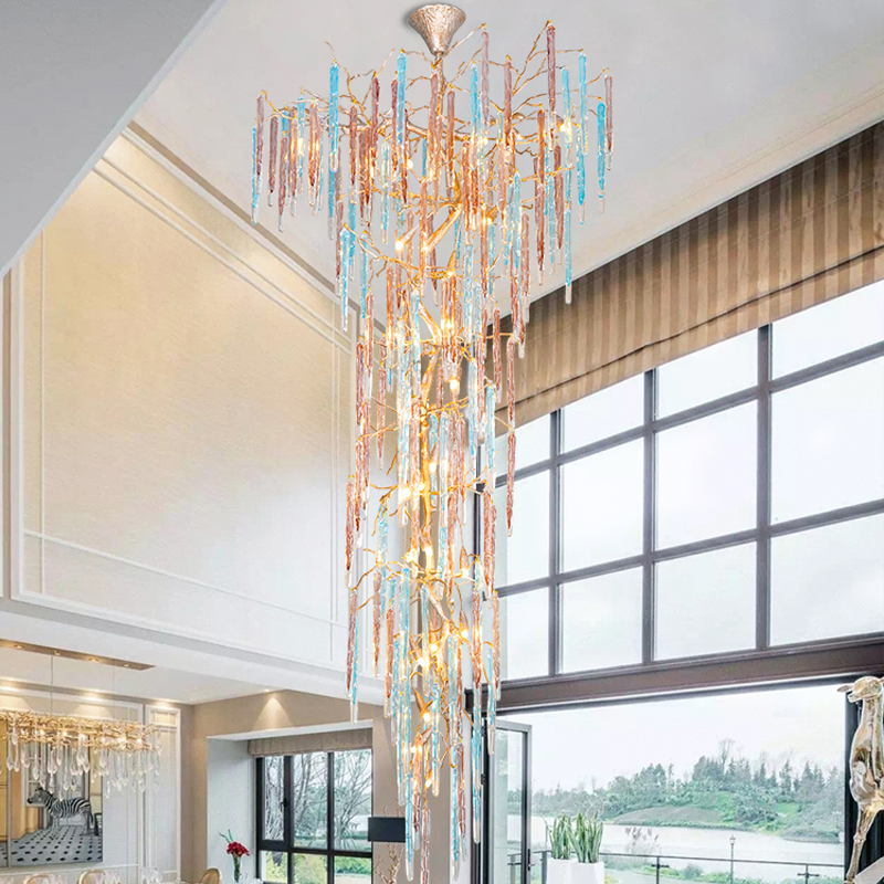Dora Raindrop Colorful Crystal Staircase Chandelier - Richardrider
