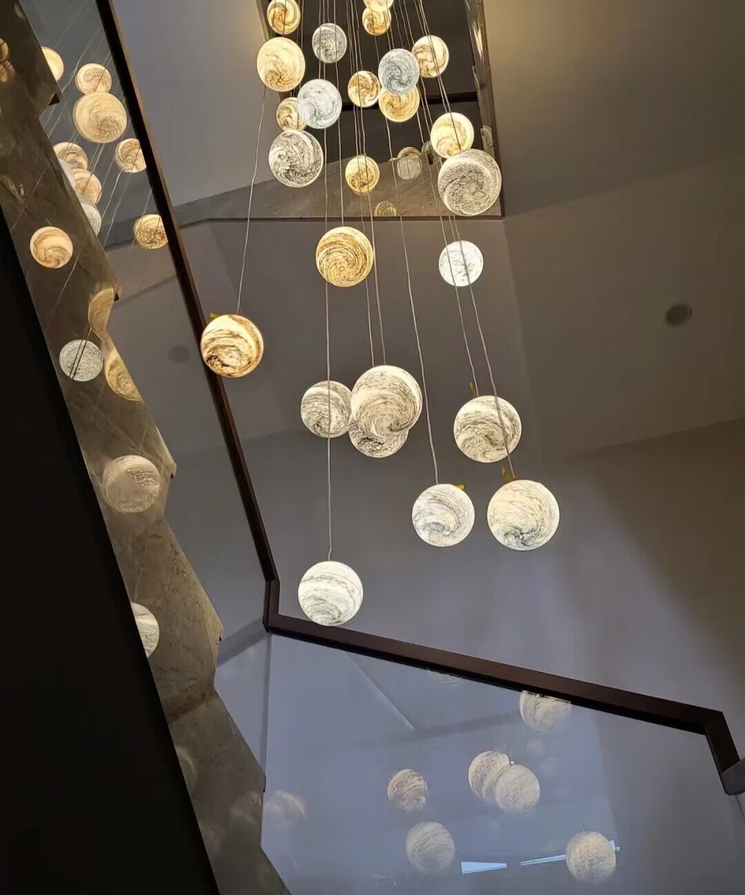 Nordic Planet Creative Long Ball Pendant Chandelier Staircase Foyer - Richardrider
