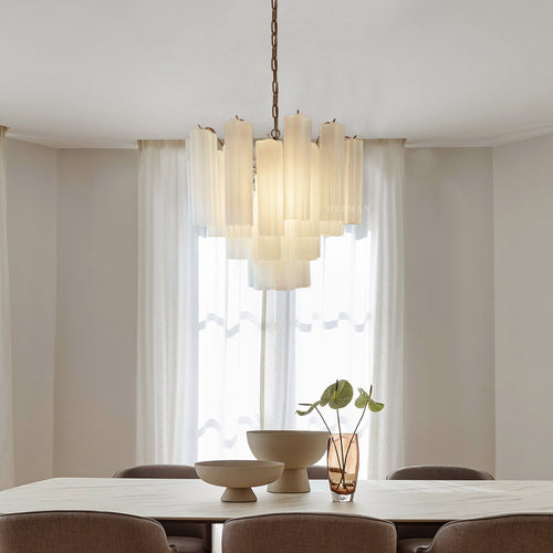 Murano Glass Matte White Chandelier – 36 Tubes