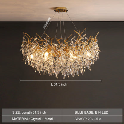 French Branch Elegant Crystal Leaves Chandelier - Richardrider