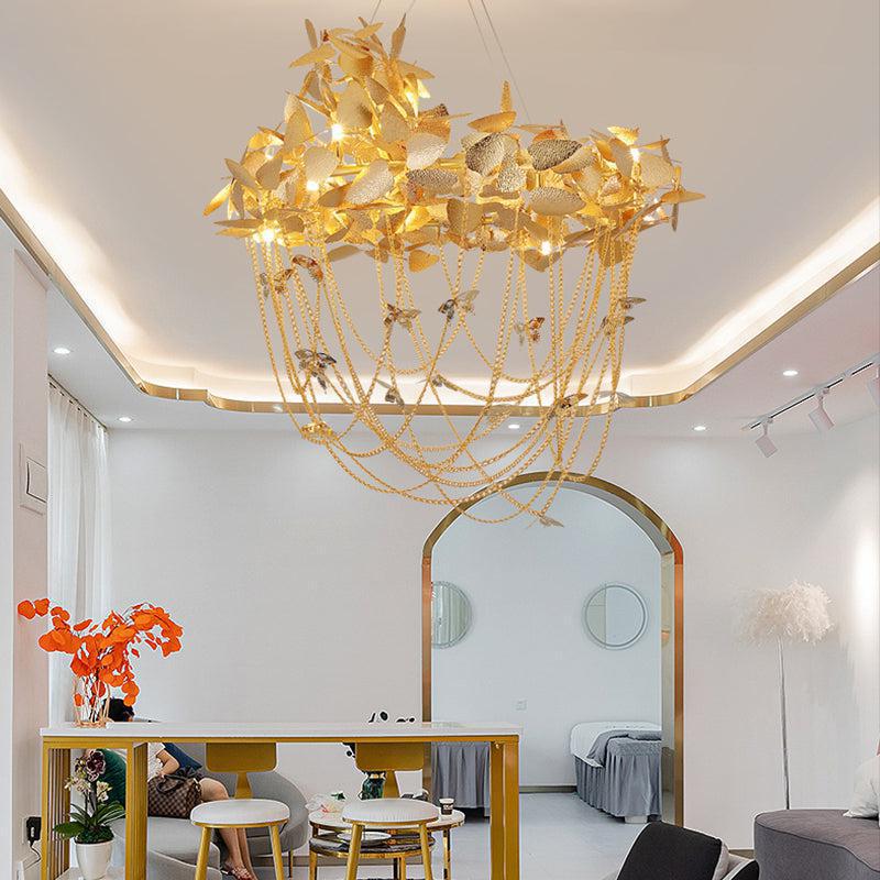 Della Modern Gold Leaf Living Room Chandelier - Richardrider