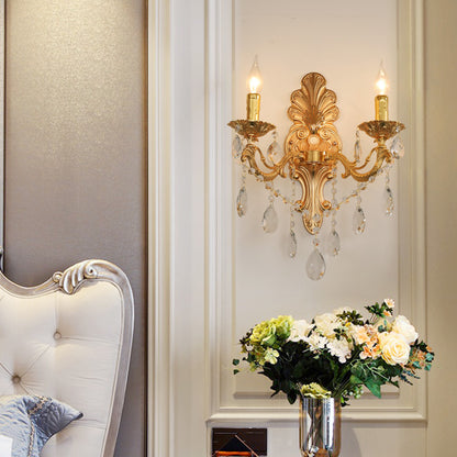 Living Room Golden Crystal Wall Sconces Villa Hotel Hallway Corridor Decorative Wall Lights
