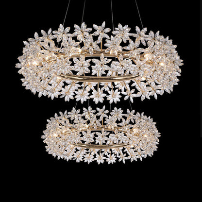 Modern Art Design Round Crystal Flower Chandelier for Bedroom/Living Room